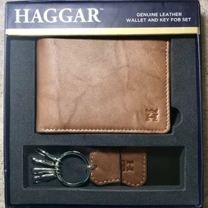 Leather Wallet & Key Fob Set